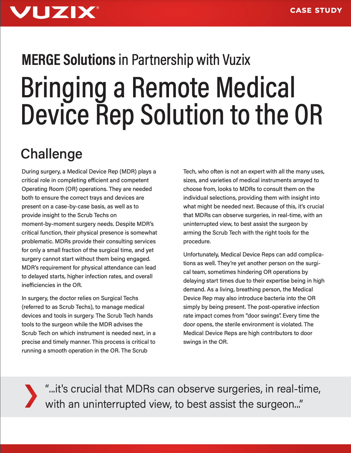 MERGE Solutions in Partnership with Vuzix: Bringing a Remote Medical Device Rep Solution to the OR