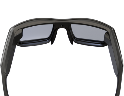 Close-up top view showing Vuzix Blade Upgraded smart glasses from the back of the glasses.